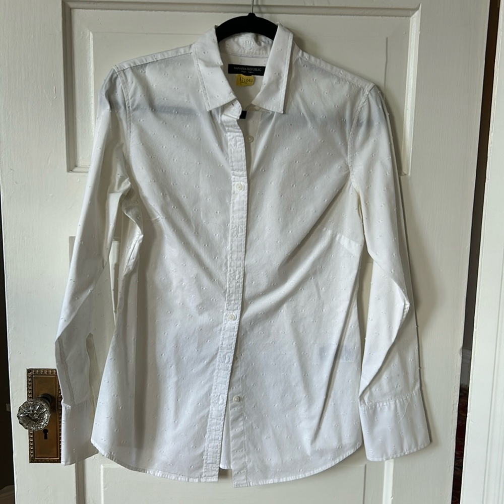 Banana Republic - Riley Tailored Shirt - White (textured) - Sz 8